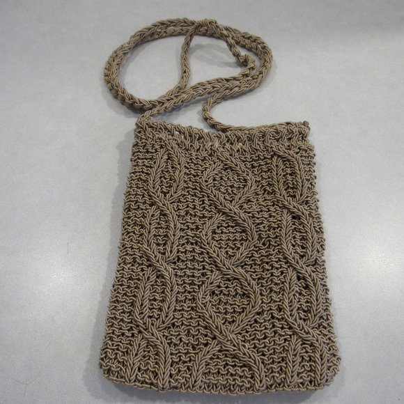 The Limited Handbags - The Limited Crochet Crossbody Bag Cable Knit Boho